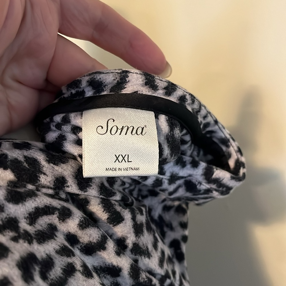 Soma XXL Leopard Print Maxi Nightgown Soft Cotton Modal Cozy Sleep Dress - Picture 3 of 5